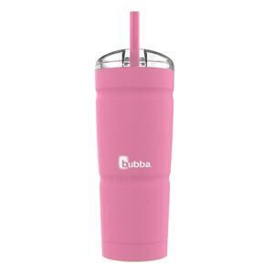 Bubba Envy-S Pink 24oz Stainless Steel Tumbler w/ Straw Yellow Non-Slip Cup Mat
